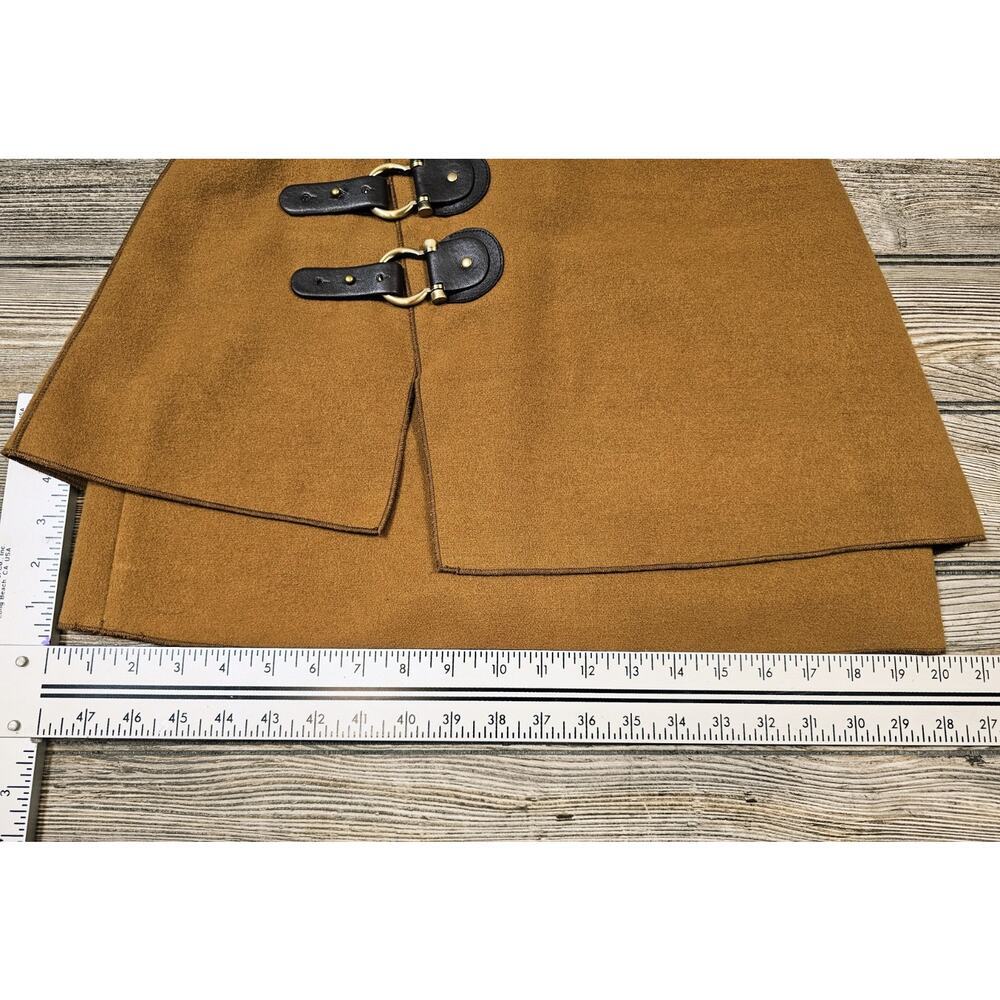 Meadow Rue Women's Zip Closure Leather Trim Buckle Mini Skirt Brown Size 4 - Picture 5 of 7